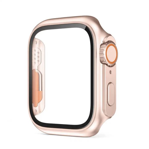 Apple Watch 44mm-45mm-41mm-40mm Watch Ultra Görünümlü Kasa Dönüştürücü Ekran Koruyucu Kasa 41mm - Titanium Gold