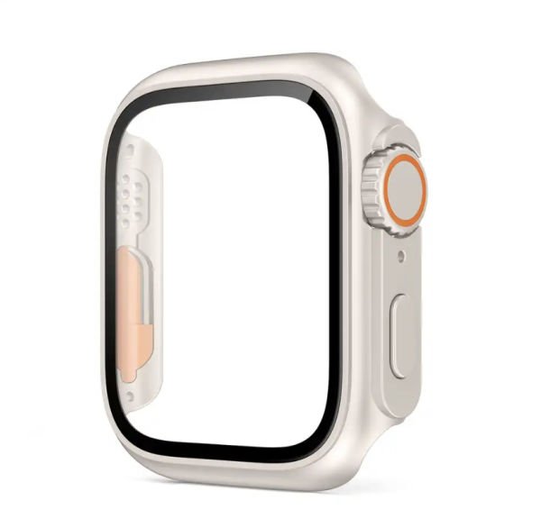 Apple Watch 44mm-45mm-41mm-40mm Watch Ultra Görünümlü Kasa Dönüştürücü Ekran Koruyucu Kasa 41mm - Titanium Gold
