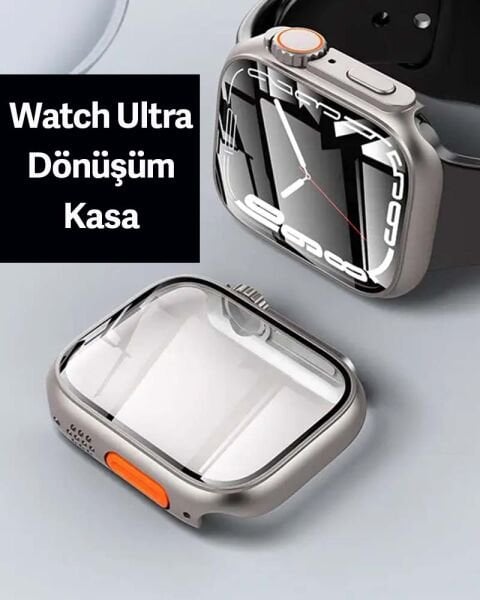 Apple Watch 44mm-45mm-41mm-40mm Watch Ultra Görünümlü Kasa Dönüştürücü Ekran Koruyucu Kasa