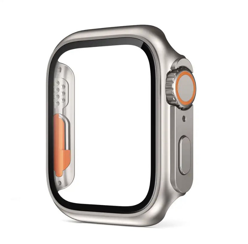 Apple Watch 44mm-45mm-41mm-40mm Watch Ultra Görünümlü Kasa Dönüştürücü Ekran Koruyucu Kasa 40mm - Titanium Gold