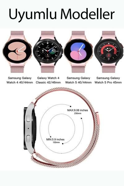 Samsung Galaxy Watch 4 5 5 Pro Milan Metal Hasır Kordon