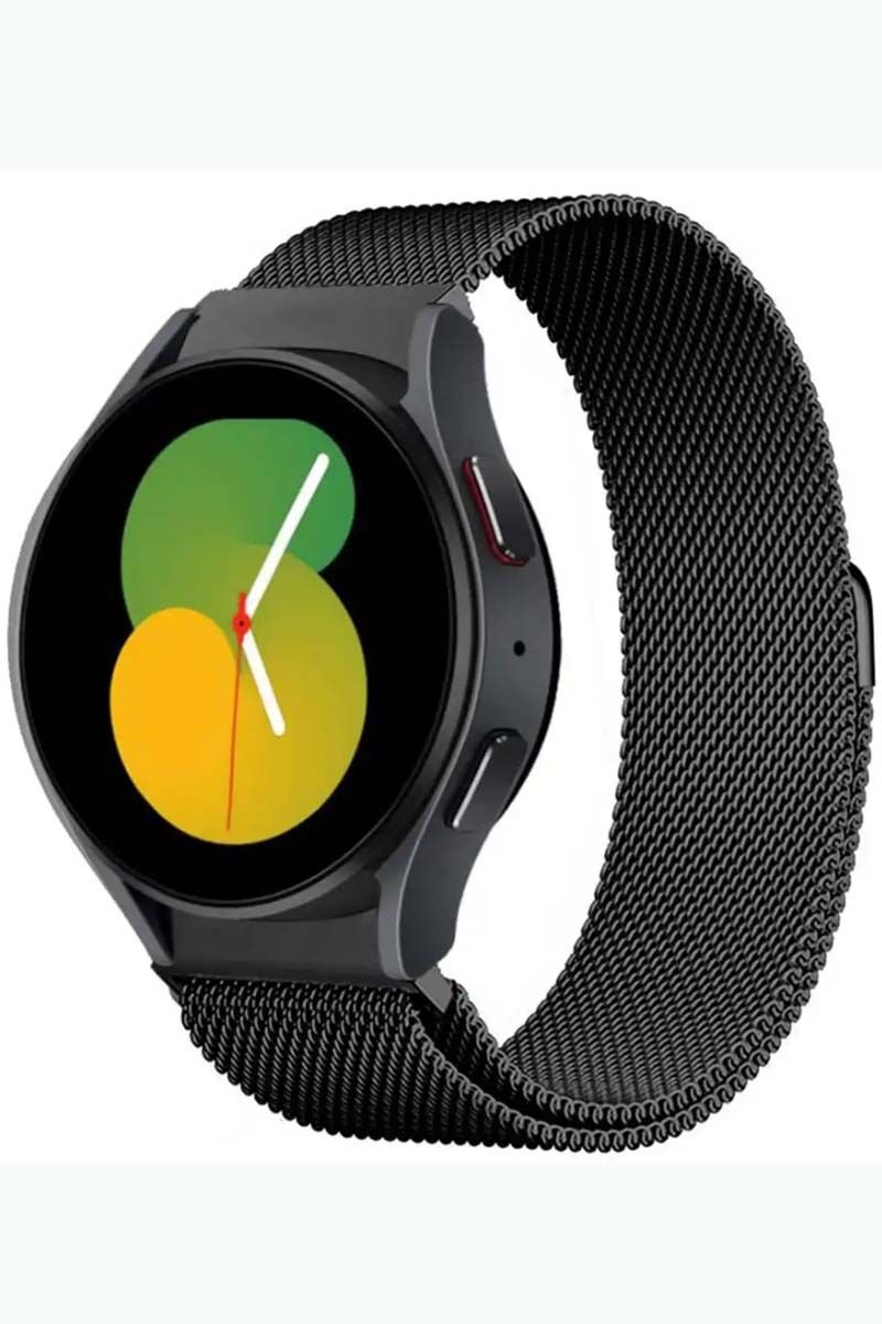 Samsung Galaxy Watch 4 5 5 Pro Milan Metal Hasır Kordon Siyah