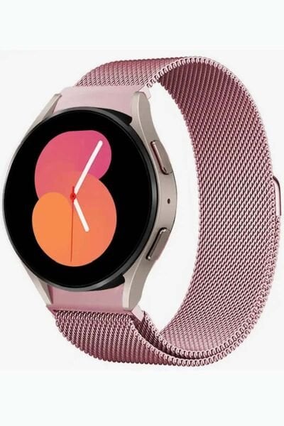 Samsung Galaxy Watch 4 5 5 Pro Milan Metal Hasır Kordon Rose