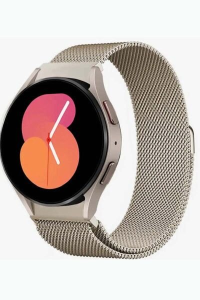 Samsung Galaxy Watch 4 5 5 Pro Milan Metal Hasır Kordon Starlight